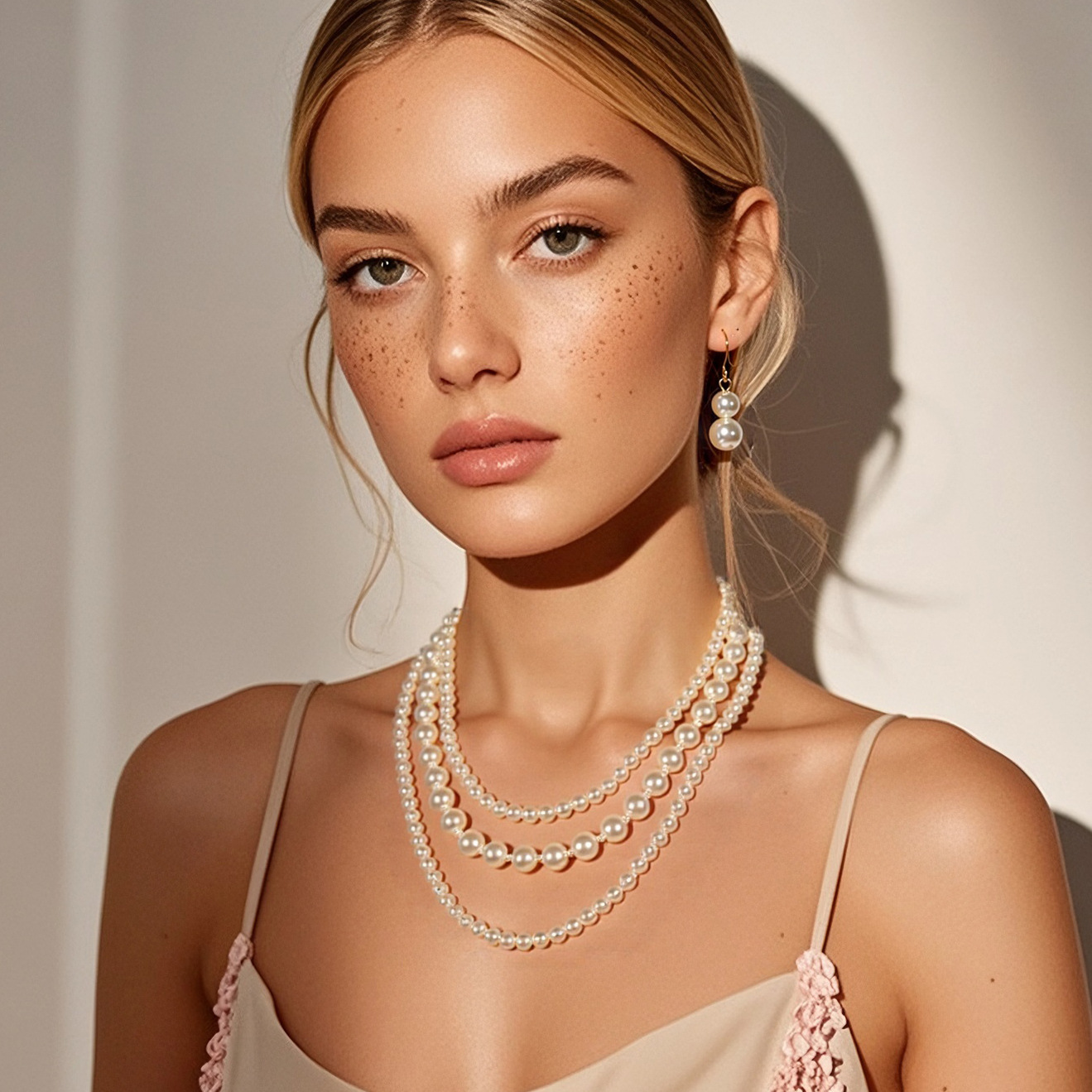 European and American Fashion Accessories Cross-Border Direct Supply Multi-Layer Imitation Pearl Short Ladies Elegant Necklace 9340