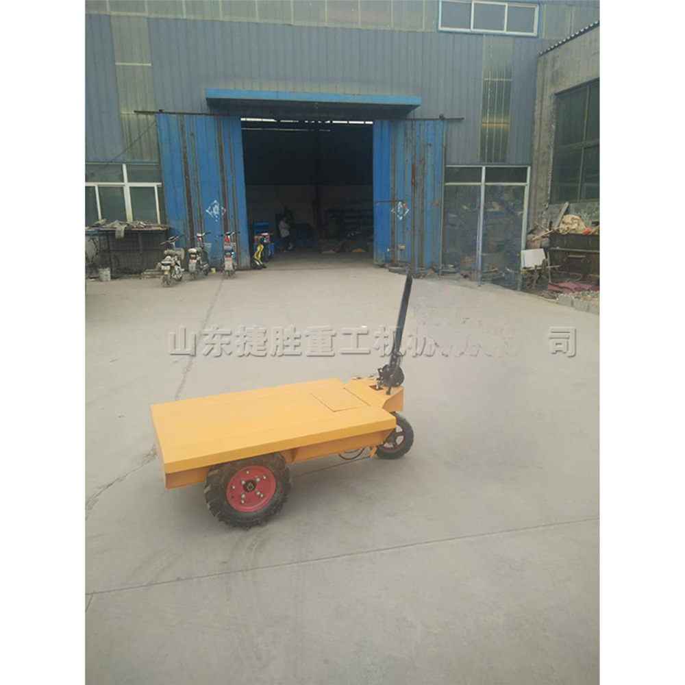 360 grados de rotación manual empujando carro plano eléctrico de tres ruedas de transporte de ladrillos de tracción pequeña herramienta de transporte de carga y descarga