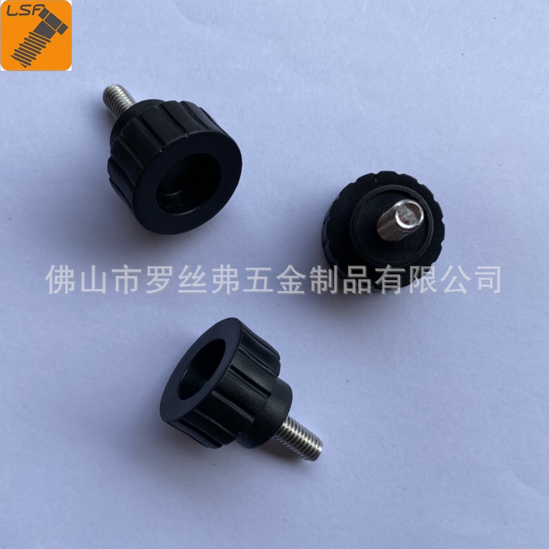 25#圆头竖纹胶头螺丝 不锈钢手拧螺丝 包胶旋钮螺钉