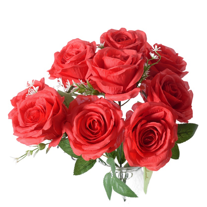 10 tocado Manojo de Rosas flor artificial boda hogar sala de estar decoración artificial Francés Rosa Al Por Mayor