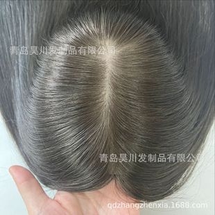 Custom 6*6 single delivery needle imitation scalp silk base toupee real Jewish reissue piece hair piece foreign trade money