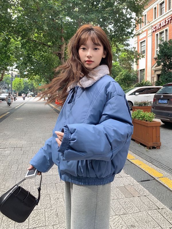 跨境棉服女短款翻领2025新款韩版时尚棉衣高级感休闲保暖棉袄外套|undefined