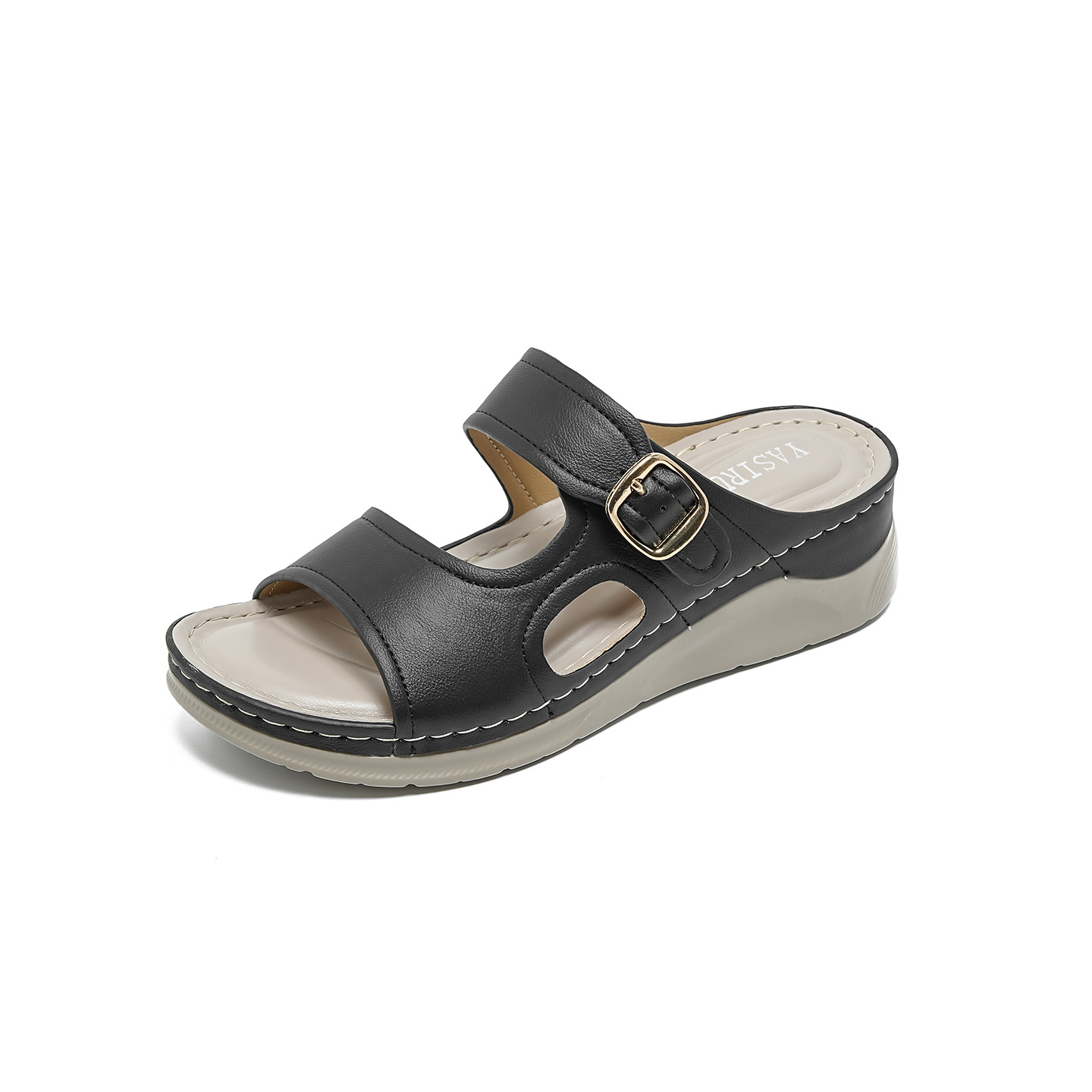 New 2026 European and American Style Women's Sandals with Stitching, Mom Shoes in Large Sizes, Wedge Slippers 1062-12A