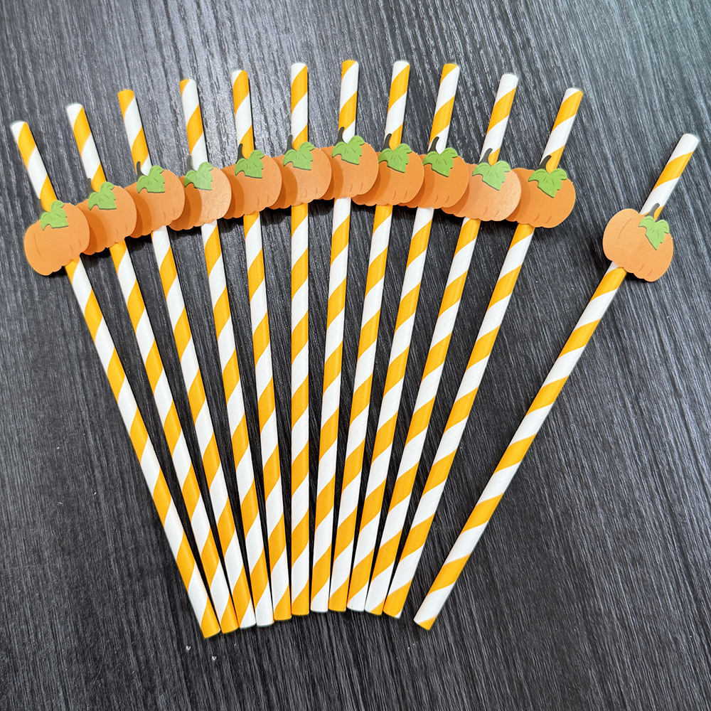 Inventario transfronterizo al por mayor Halloween creativo papilla paja calabaza decoración paja mesa de postres vestido botella de pudín inserto