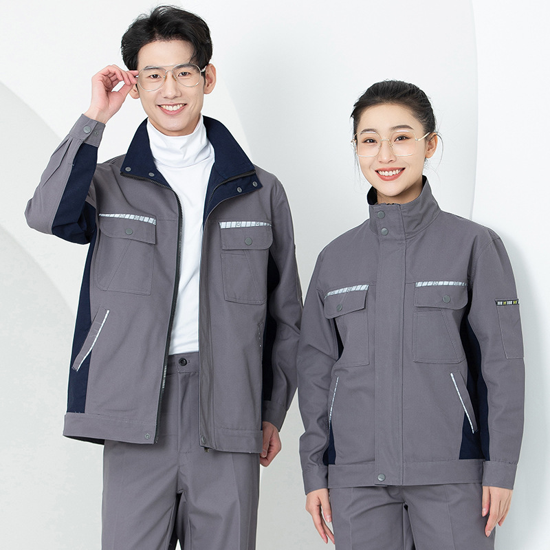 Primavera y otoño conjunto de ropa de trabajo masculina desgaste oficina de reparación de automóviles sitio de construcción de instalación de agua y electricidad trabajadores de seguro laboral personalizados / fabricados