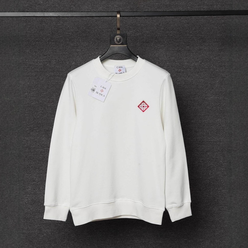 Cross-Border Casablanca Classic Embroidered Small Label Round Neck Sweatshirt for Men and Women