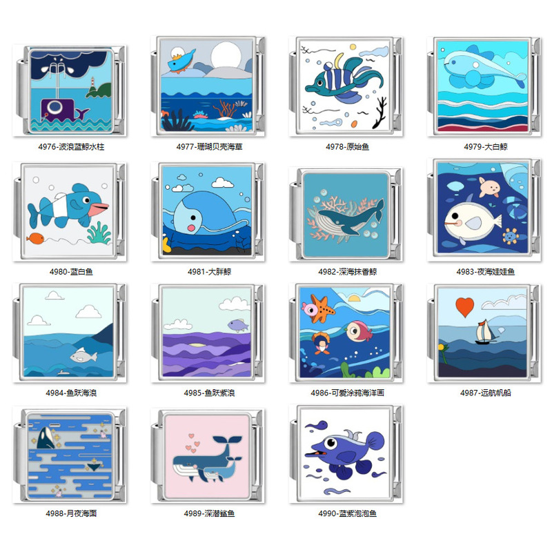 New Blue Module Bracelet DIY Free Splicing Sea World Titanium Steel Cross-Border Jewelry Manufacturer Looking for Supply