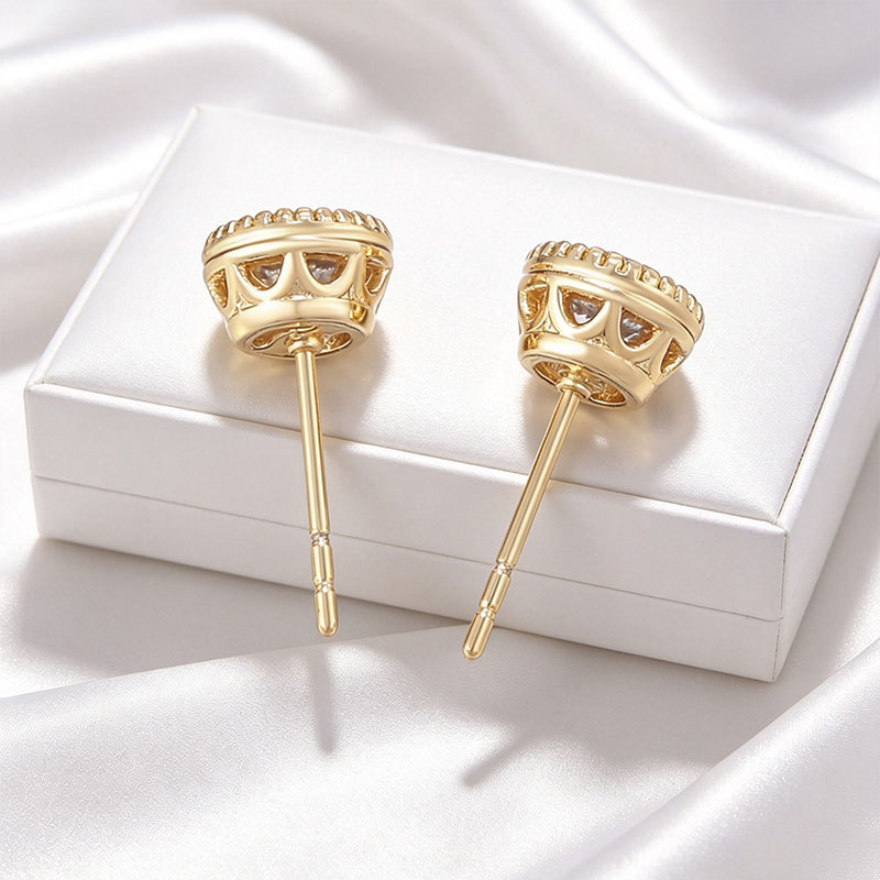 Aretes de Botón Geométricos de Aleación de Cobre, Galvanizado, para Mujer image 4