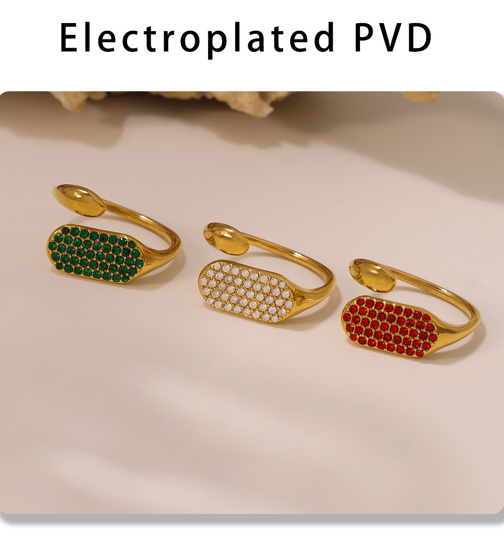 Adjustable Square Zircon Ring For Women Minimalist Titanium Steel_voghion.com