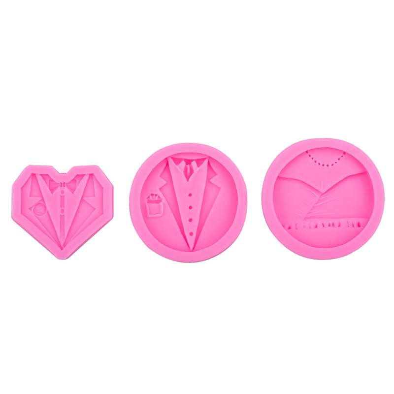 Hombres y mujeres traje de banquete vestido noche silicona líquida molde fondant DIY arcilla suave herramienta modelado