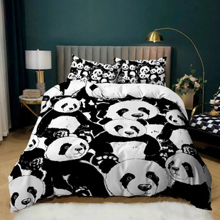 Cartoon Giant Panda Duvet Cover suit Digital Printing Quilt Cover Pillowcase Suitable for Boys and Girls Bedroom Decoration