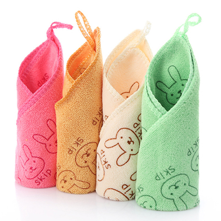 Kindergarten Children's Hand Wipes, Face Wipes, Absorbent Lint-Free Kitchen Rags, Thickened Rabbit Head Towels