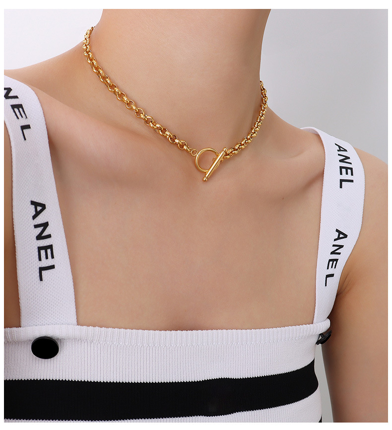 European and American style OT buckle titanium steel necklace jewelry