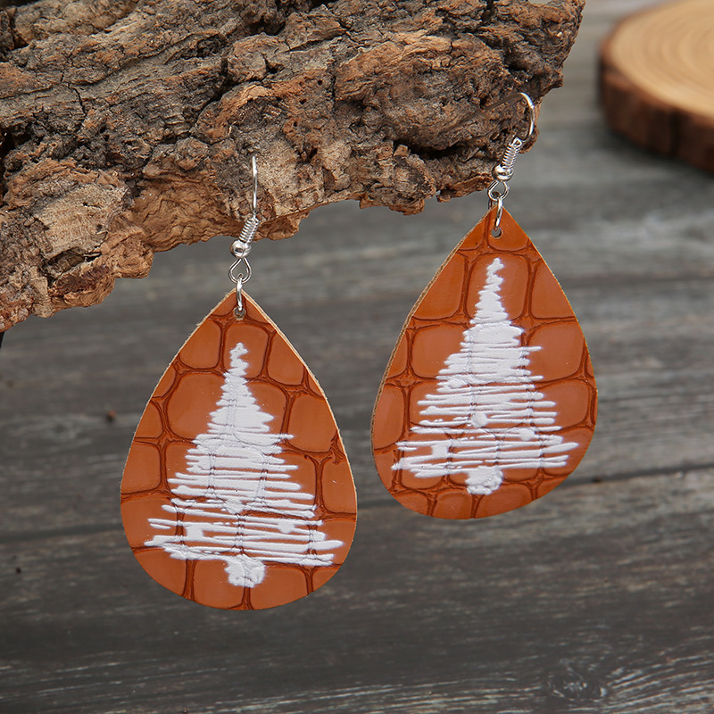 Wholesale Christmas Tree Letter Pu Double-sided Printing Earrings Nihaojewelry display picture 13