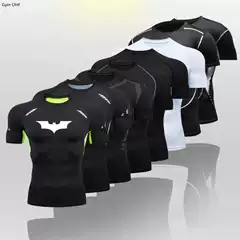 Wide Batman cross-border manufacturers sell men's gym tight T-shirt quick-drying high elastic sports shirt undershirt