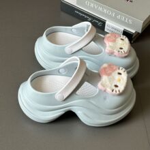 新品时尚百搭小蛮腰休闲外穿高弹拖鞋大软底EVA特质女生洞洞鞋