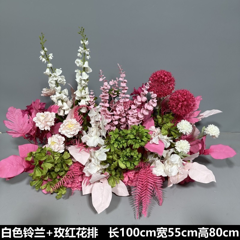 Flor de la boda de la flor Chiyeya rosa roja fila de orquídeas fila de flores bosque escena de compromiso decoración de la boda fondo de decoración