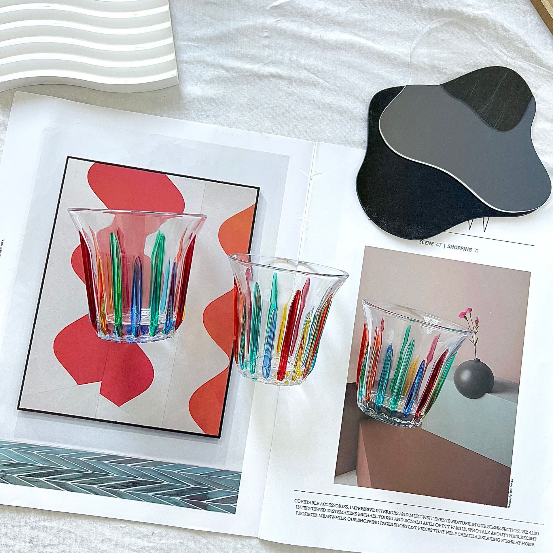 Taza de café pintada vidrio templado pintado a mano bombarderos americanos coloridos retrógrados transparentes sucios Latte Australia