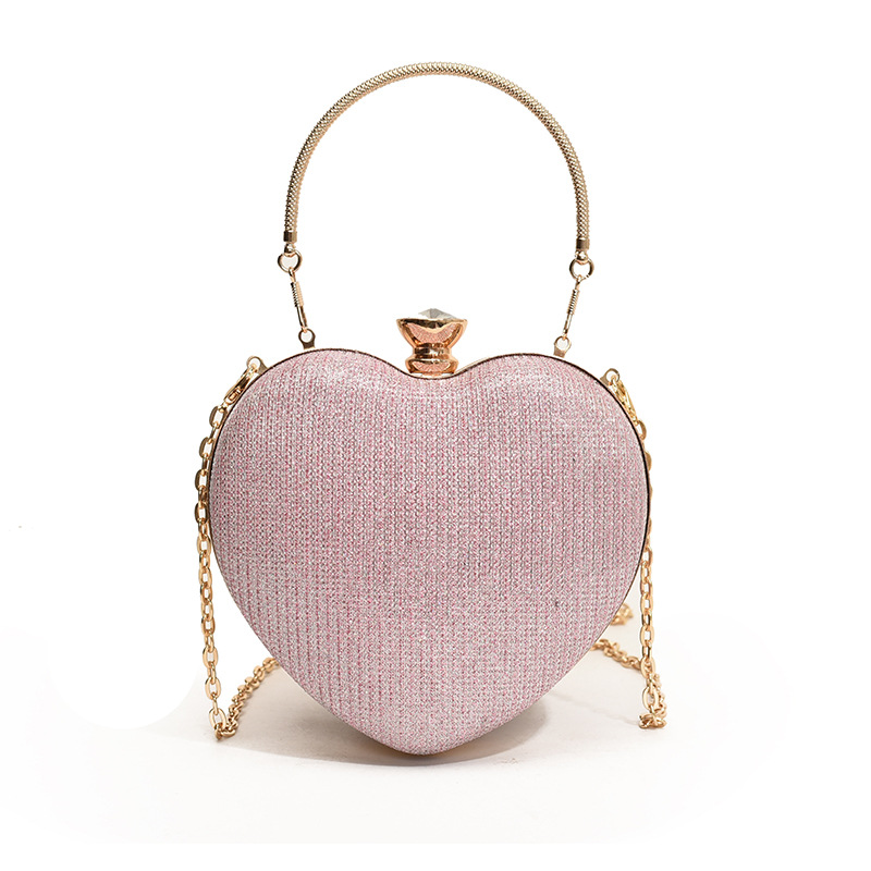 Lindo bolso de embrague en forma de corazón bolso de cena 2024 nuevo bolso de hadas de cadena de moda y dulce bolso de mensajero de un solo hombro de estilo occidental