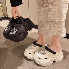 新款高级超厚底学生包头沙滩鞋网红凉拖鞋外穿海边eva女士洞洞鞋