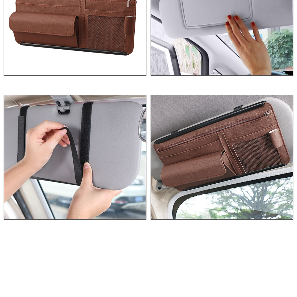 Car Sunshade Glasses Case, Document Receipt Holder, Car Rubber Frame Zipper, Multi-functional Card Bag Cosmetics Bag
