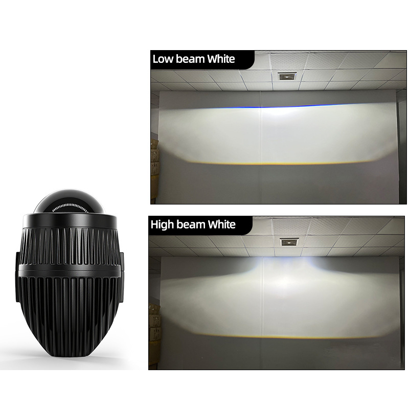 2.0 Inch automóvil doble luz LED lente de luz blanca amarillo azul limón tricolor ultra brillante lejos y cerca doble luz en uno image 7