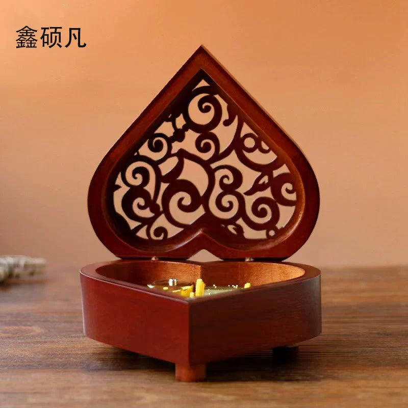 Xinshuofan Ретро заводная Музыкальная шкатулка в форме сердца деревянная музыкальная шкатулка Sky City cannon креативный подарок