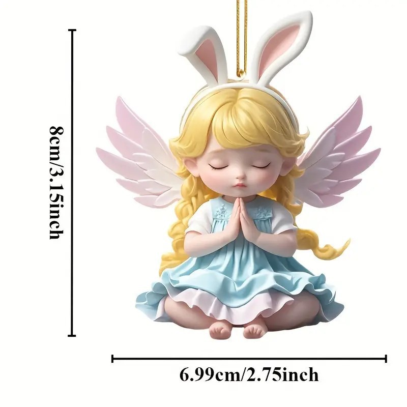 Cross-border nuevo lindo ángel acrílico colgante espejo retrovisor de automóvil colgante plano decoración de regalos de vacaciones