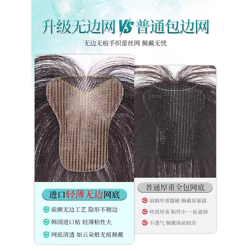 [No Card Required] Wig Women's Hair Replacement Real Hair, Light and Traceless, Invisible Hair Volume Increase, Traceless Hair Seam Patch