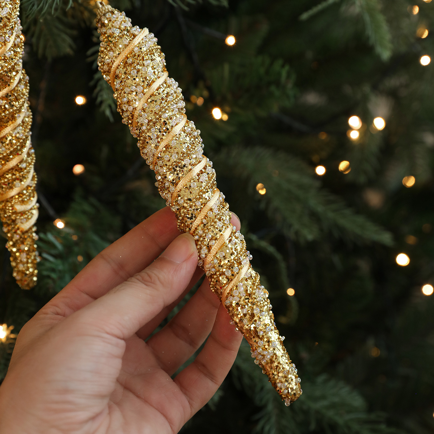 Nuevo producto 21CM caja de hielo de Navidad de plástico polvo adhesivo roscado de color cebolla de color colgante decoración colgante árbol de Navidad