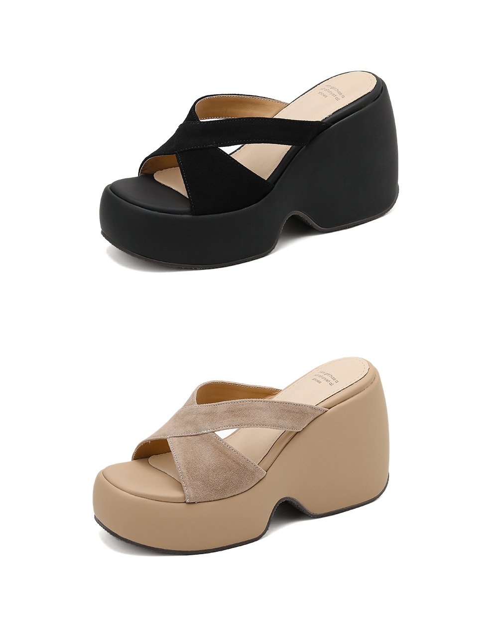 Sandal cao gót nữ quai ngang đế xuồng platform gót siêu cao 12 cm — màu đen, màu mơ chi tiết 21