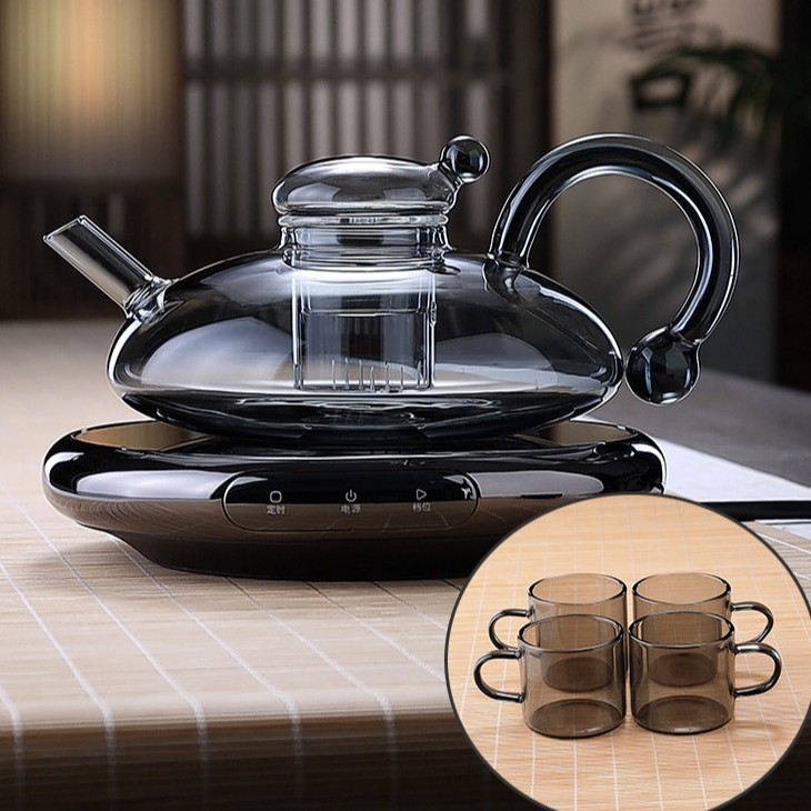 Tetera, vidrio resistente al calor, nueva tetera, té de flores domésticas, separación de agua, estufa de cerámica eléctrica, tetera, juego de té de lujo ligero