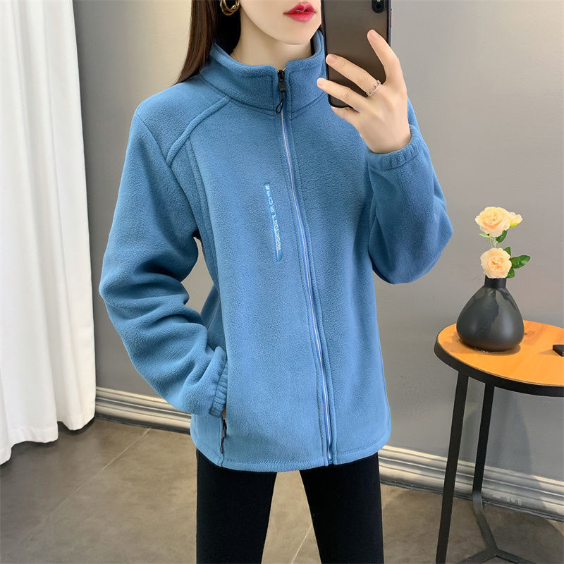 가을과 겨울 극지 양털 코트 눈송이 양털 여성용 고급 양털 양털 칼라 두꺼운 카디건 스포츠 야외 스웨터