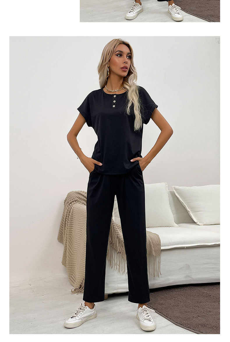 Slim Solid Color Straight Pants Two-Piece Set wholesale clothing vendor Nihaostyles NSYYF71883