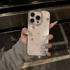 轻奢闪钻蝴蝶结歪心钻适用苹果16promax手机壳iPhone15防摔14女13