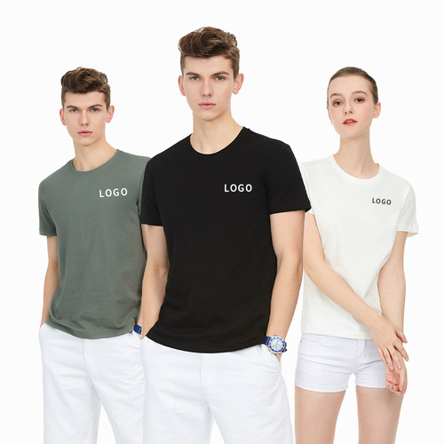 Pure cotton round neck T-shirt, customized logo corporate culture shirt, team building party uniform, customized summer short-sleeved advertising shirt