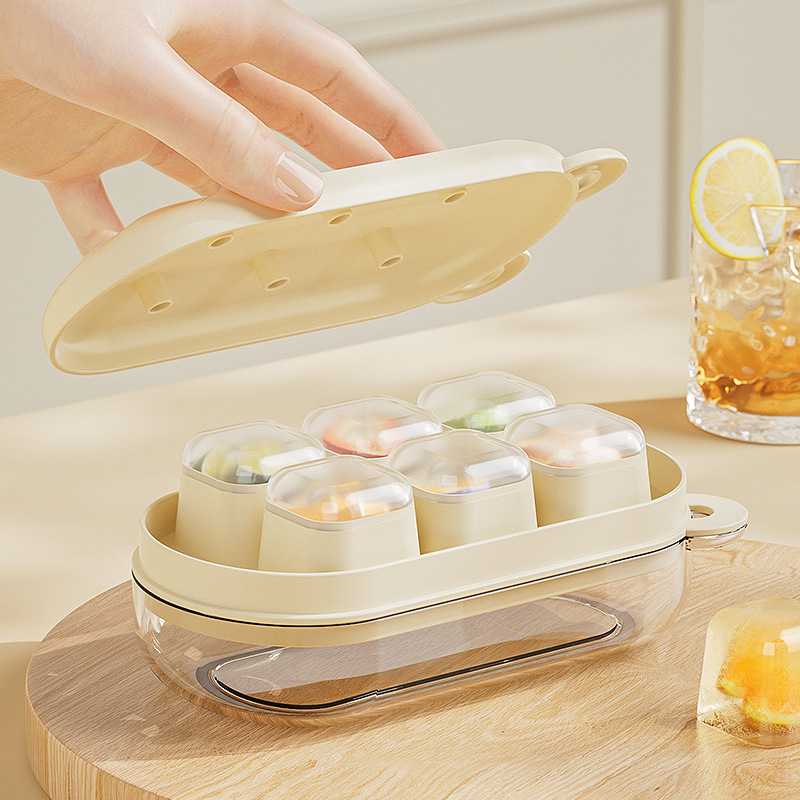 Molde de Hielo Tipo Presión de Plástico PP con Tapa para Refrigerador Doméstico