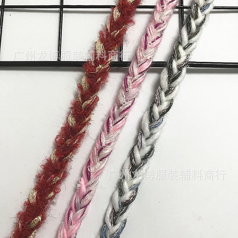 源头厂家小香风金银丝毛线毛绒拼色编织花边衣领袖口外套装饰辅料
