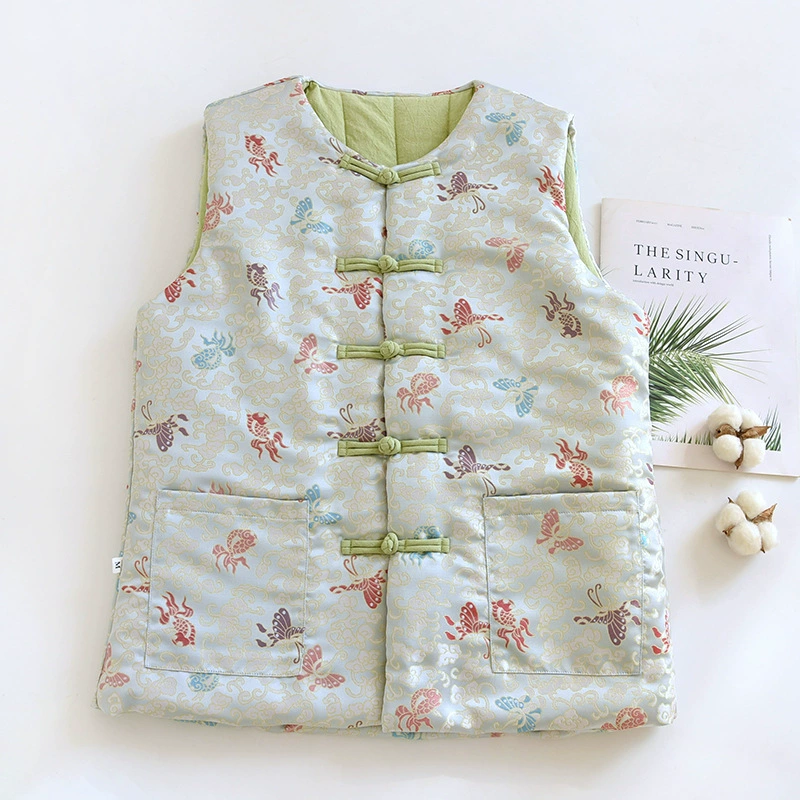 Чистый Синьцзянский хлопок хлопок чистый ручной работы новый теплый жилет утолщенные цветы