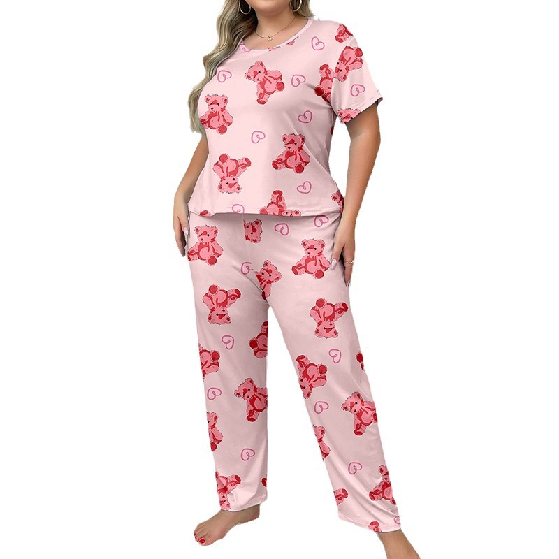 ChicShe Europäischer und Amerikanischer Cross-Border Herbst-Pyjama mit neuem Cartoon-Print für Damen, Kurzarm, lange Hose, lässiges Homewear-Set_voghion.com