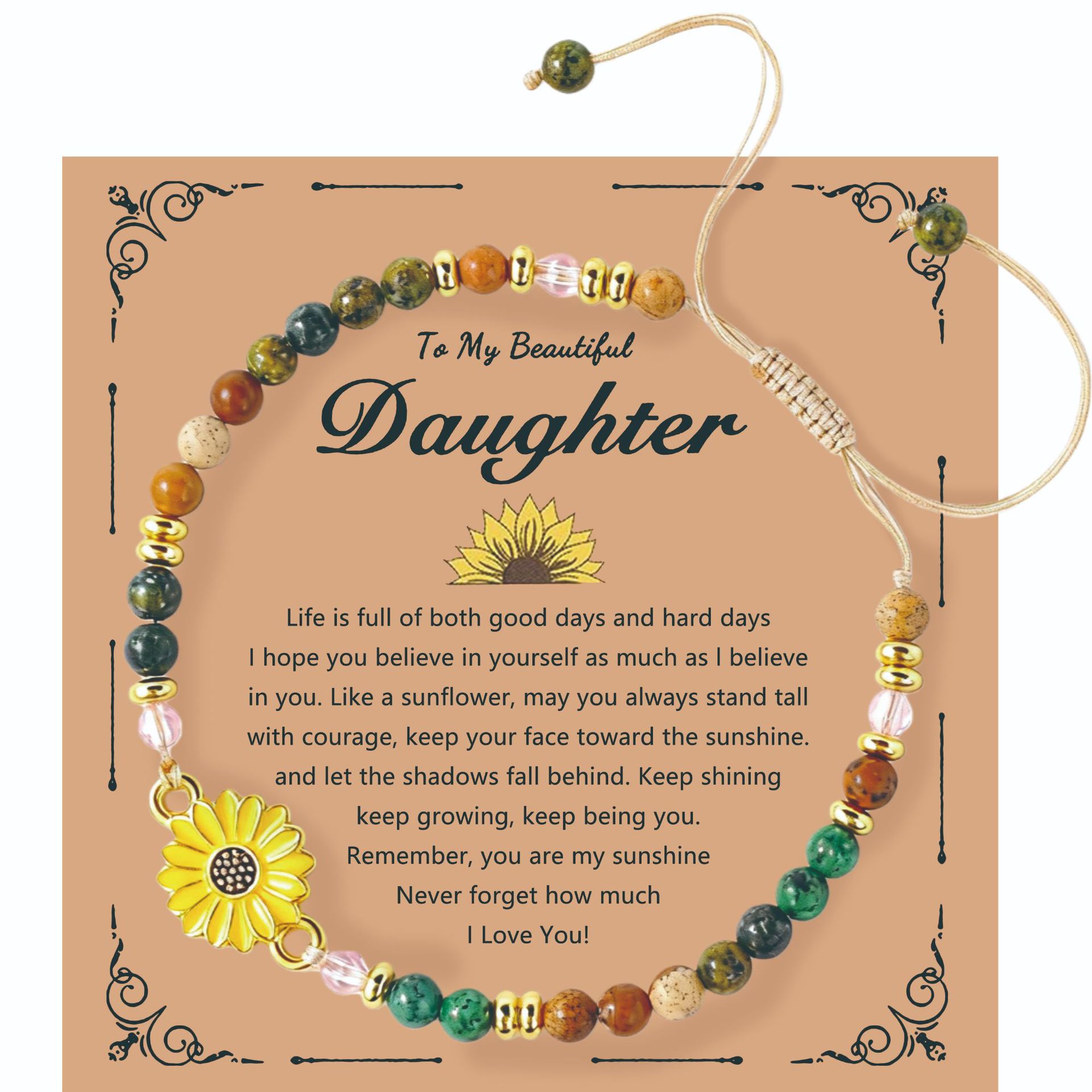 Factory New Vintage-Style Bead Bracelets, European and American Stone Export Bracelets, Woven Sunflower Natural Stone Bracelets