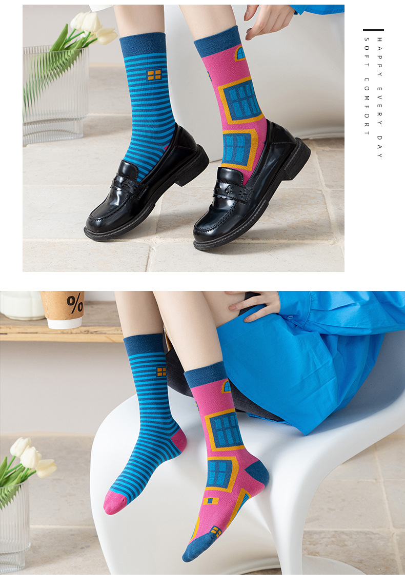 780g Weight Sock Classification 1 Set Quantity Daily Occasion Sweatproof Function Cartoon Pattern All Seasons Season Unisex Gender Cotton Fabric Fashion Style Unisex Fashion Cartoon Cotton Crew Socks 1 Set 8
