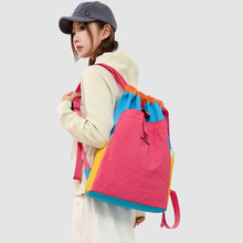 外贸小众款拼色多巴胺跨境休闲双肩包简约时尚学生通勤出行女背包