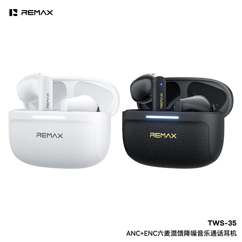 Remax Anc+Enc Six-Microphone Mixed-Feed Noise-Cancelling Music and Call Headphones High-Quality Bluetooth Headphones Tws-35