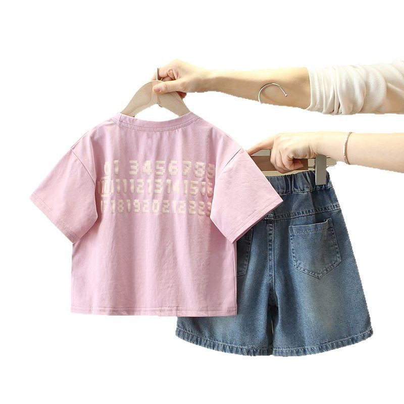 7857 traje de verano para niños 2025 nuevos pantalones cortos de manga corta atractivos para niños de dos piezas ropa de verano para bebés de moda