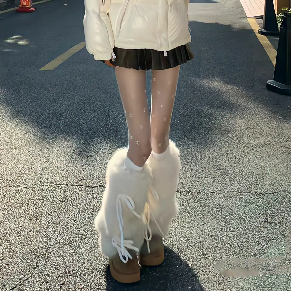 Y2k зимний утолщенный теплый плюшевый чехол для ног женский ремешок бант волосатый чехол для ног чехол для снега сапоги