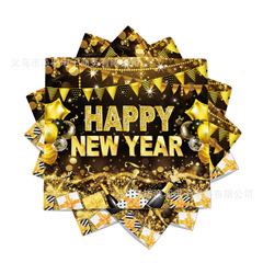 【现货】2026新款黑金新年元旦主题派对纸巾一次性印花餐巾纸厂家