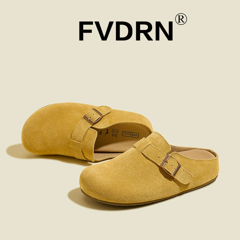 Universal retro slippers for leisure, genuine leather, Spring/Fall 2025 model