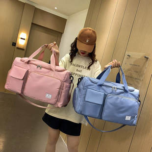 Travel Bag Large Capacity Women's Lightweight Satchel Business Trip Travel Luggage Bag Oxford Cloth Dry and Wet Separation Sports Fitness Bag