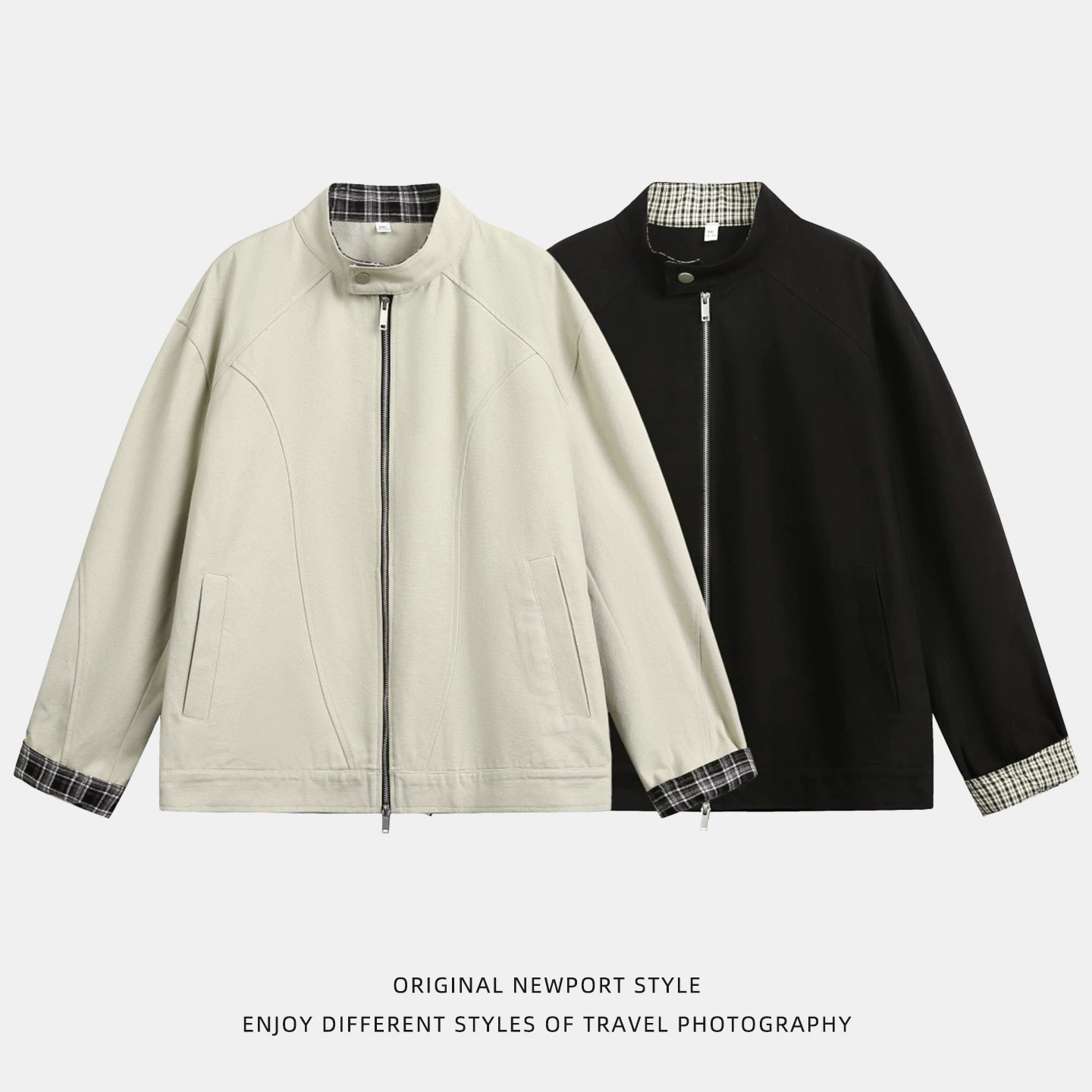 Retro autumn design jacket, loose fit